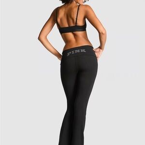 PINK ALL-DAY COTTON FOLDOVER FLARE LEGGINGS